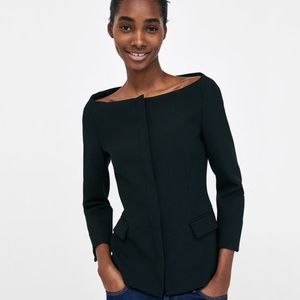 ZARA BASIC OFF SHOULDER BLACK BLAZER